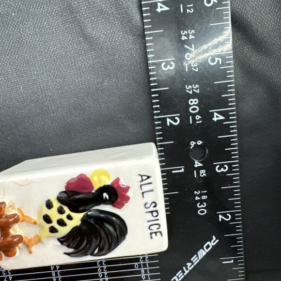 Spice Rack Vintage MCM 1950's Ceramic and Wood Roosters 4 Total Shakers - Picture 16 of 16